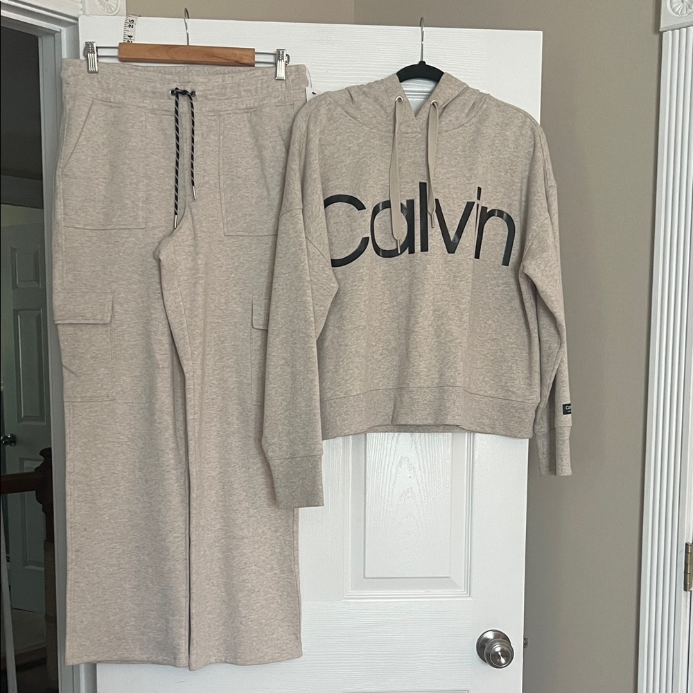 Calvin Klein oatmeal Hoodie and Sweatpants Set